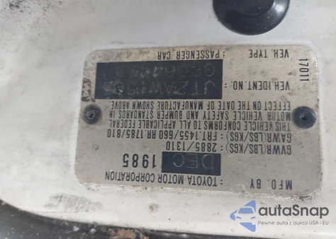 1986 Toyota Mr2 z USA, uszkodzony, nr VIN JT2AW15C5G0064453